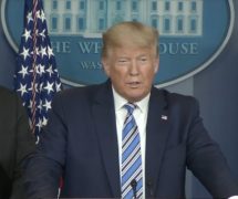 President Donald Trump and members of the Coronavirus Task Force, along with Attorney General William Barr, hold a press conference on March 23 2020. (Photo: People's Pundit Daily)
