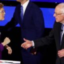 Elizabeth Warren snubs Bernie Sanders after the debate. (Photo: Screenshot)