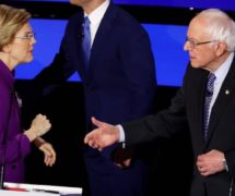 Elizabeth Warren snubs Bernie Sanders after the debate. (Photo: Screenshot)