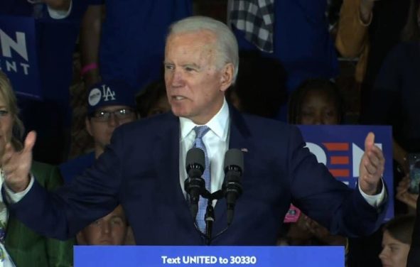 Former Vice President Joe Biden speaks after his comeback on Super Tuesday, March 3, 2020. (Photo: Screenshot)