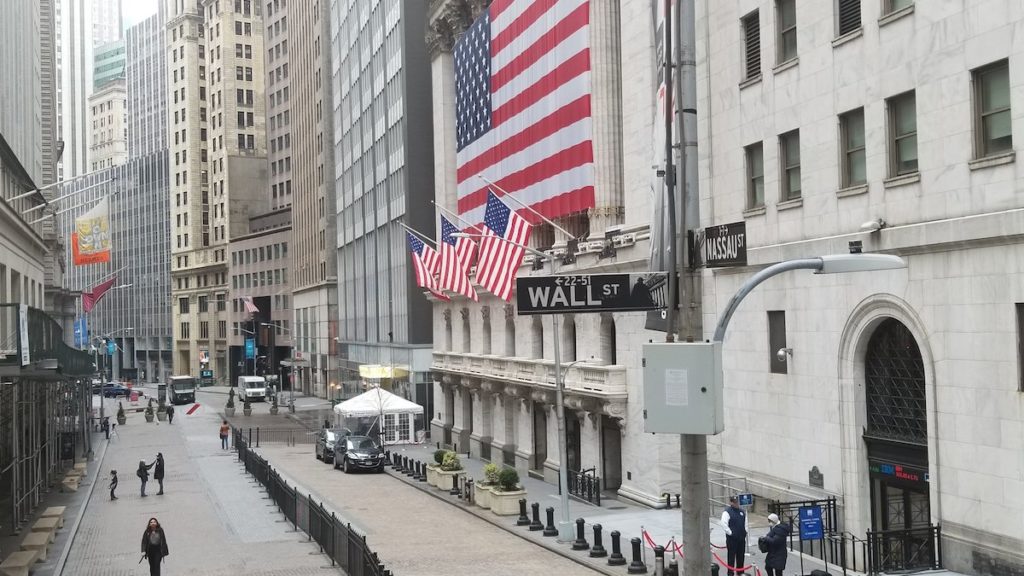 The New York Stock Exchange (NYSE) from the corner of Wall Street Nassau Street during the Conoravirus (COVID-19) outbreak on March 19, 2020. (Photo: People's Pundit Daily)