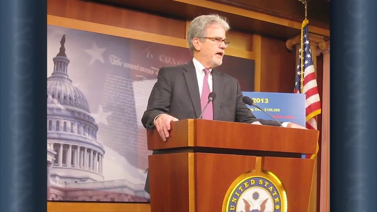 Former Senator Tom Coburn, R-Ok., releasing his annual "Wastebook," detailing waste, fraud and abuse in the federal budget on December 17, 2013. (Photo: YouTube)