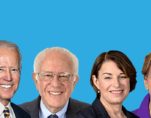 2020 Democratic Candidates for Super Tuesday from left to right: Joe Biden, Bernie Sanders, Amy Klobuchar, and Elizabeth Warren.