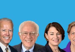 2020 Democratic Candidates for Super Tuesday from left to right: Joe Biden, Bernie Sanders, Amy Klobuchar, and Elizabeth Warren.