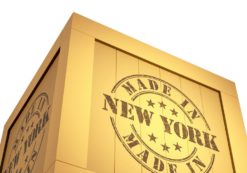 Manufacturing Export Wooden Crate, reading Made in New York. 3D Illustration. (Photo: AdobeStock)