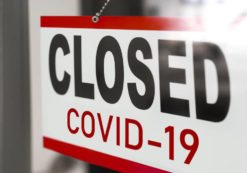 Closed small businesses for coronavirus (COVID-19) pandemic, closure sign on retail store window banner background. (Photo: AdobeStock)