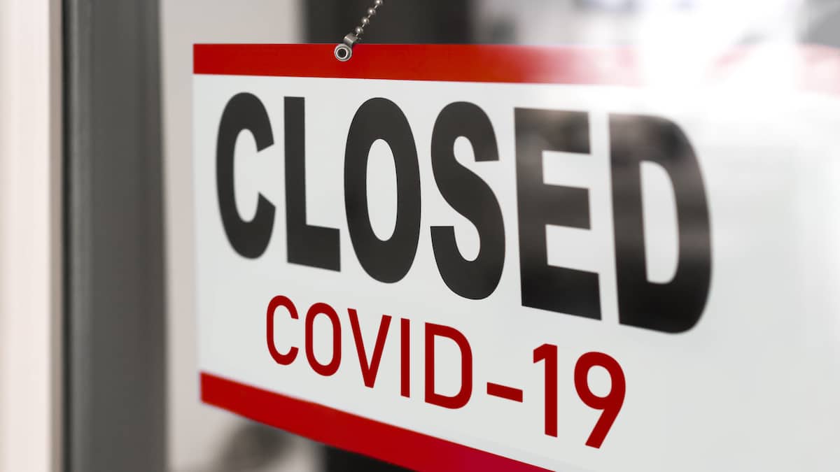 Closed small businesses for coronavirus (COVID-19) pandemic, closure sign on retail store window banner background. (Photo: AdobeStock)