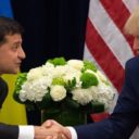 Ukraine's President Volodymyr Zelenskiy and U.S. President Donald Trump face reporters during a bilateral meeting on the sidelines of the 74th session of the United Nations General Assembly (UNGA) in New York City, New York, U.S., September 25, 2019. (Screenshot)