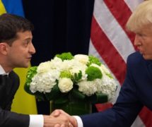 Ukraine's President Volodymyr Zelenskiy and U.S. President Donald Trump face reporters during a bilateral meeting on the sidelines of the 74th session of the United Nations General Assembly (UNGA) in New York City, New York, U.S., September 25, 2019. (Screenshot)