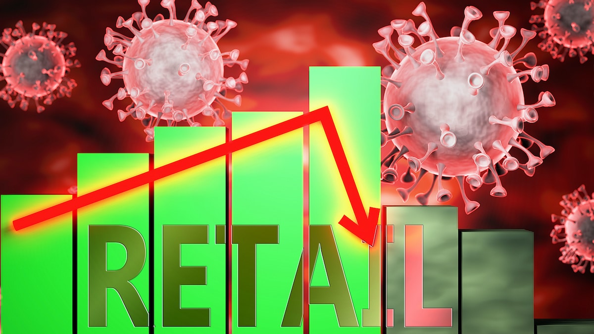 Retail sales amid the Coronavirus (COVID-19) pandemic and economic crisis, symbolized by graph with word "Retail" going down. (Photo: AdobeStock)