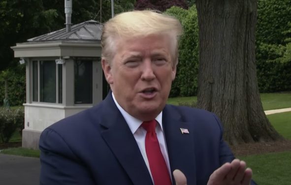 President Donald Trump speaks to reporters outside the White House on his way to Ypsilanti, Michigan. (Photo: People's Pundit Daily/PPD)