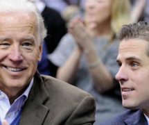 Former Vice President Joe Biden, left, with his son, Hunter Biden, right.