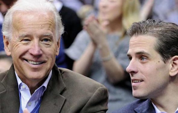 Former Vice President Joe Biden, left, with his son, Hunter Biden, right.