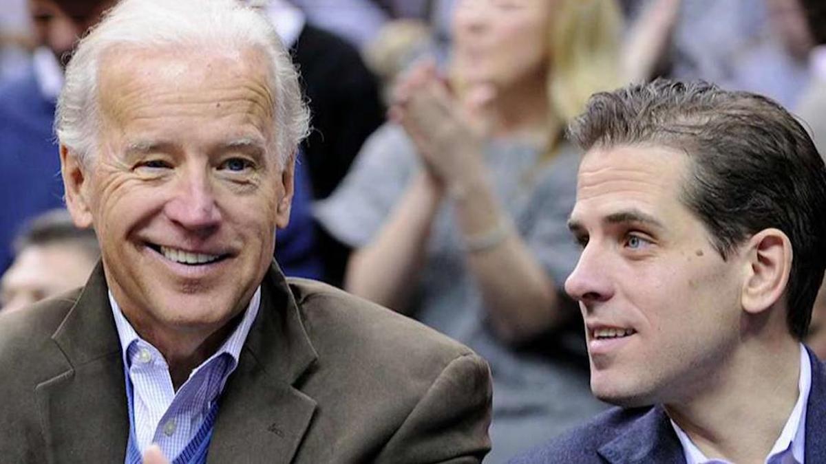 Former Vice President Joe Biden, left, with his son, Hunter Biden, right.