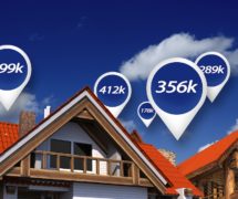 Real estate market with price tags above home properties to illustrate house prices in 3D abstract. (Photo: AdobeStock)