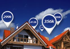 Real estate market with price tags above home properties to illustrate house prices in 3D abstract. (Photo: AdobeStock)