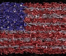 A 3D illustration of an American Flag formed out of bullets. (Photo: AdobeStock)