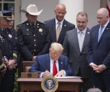 President Donald Trump signs an Executive Order on Safe Policing for Safe Communities after delivering remarks at the White House on Tuesday, June 16, 2020. (Photo: SS/PPD)