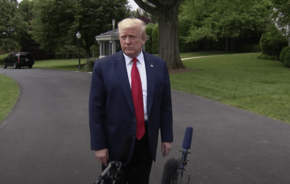 President Donald Trump speaks to reporters outside the White House on his way to Ypsilanti, Michigan on May 21, 2020. (Photo: People's Pundit Daily/PPD)