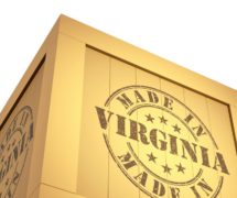 Manufacturing Export Wooden Crate, reading Made in Virginia. 3D Illustration for Fifth District Manufacturing Survey for the Federal Reserve Bank of Richmond. (Photo: AdobeStock)