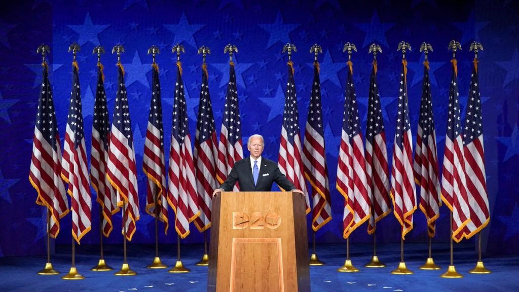 Joe Biden delivers his acceptance speech to the 2020 Democratic National Convention.